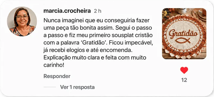 Comentário de Marcia sobre a facilidade de acompanhar as receitas