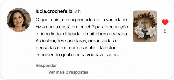 Comentário de Lucia sobre a variedade das receitas