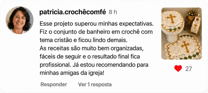 Comentário de Patricia sobre o resultado profissional das receitas