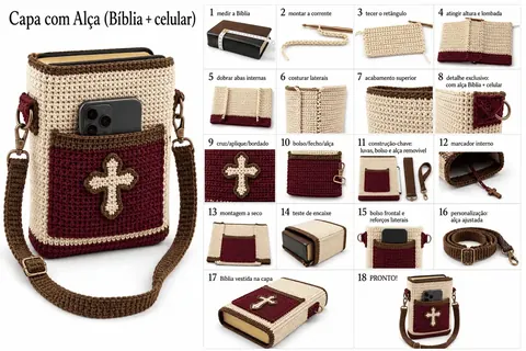Receita passo a passo de capa de Bíblia com alça