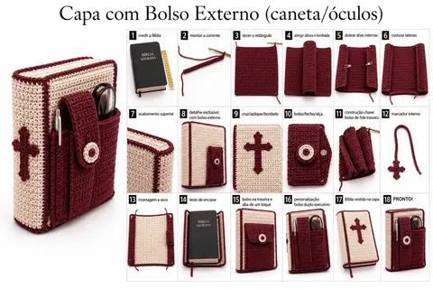 Receita passo a passo de capa de Bíblia com bolso