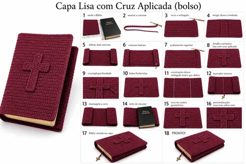 Receita passo a passo de capa de Bíblia com cruz