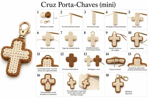 Receita passo a passo de cruz porta-chaves
