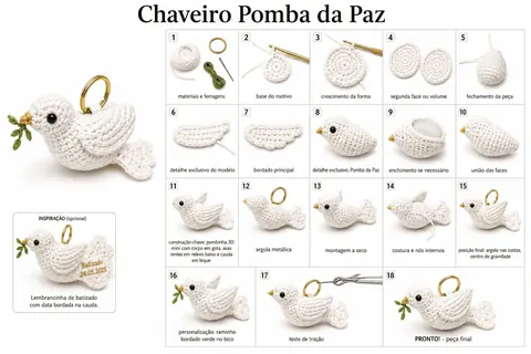 Receita passo a passo de pomba da paz
